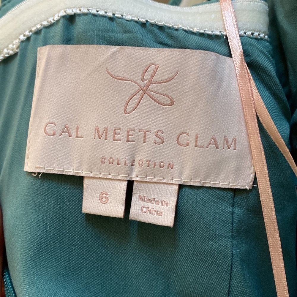 GAL MEETS GLAM Collection Green Nicole Sweetheart Square Neck Pant Jumpsuit 6 - Picture 7 of 8